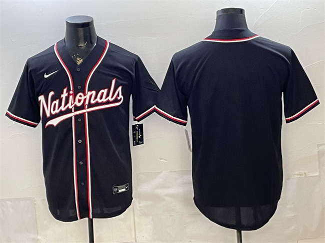 Men's Black Washington Nationals Blank 2026 Fashion Replica Out Stitched Baseball Jersey
